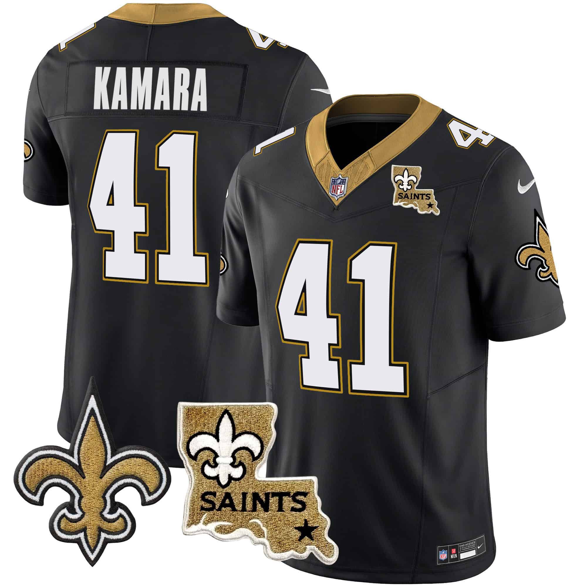 Men New Orleans Saints #41 Kamara Black 2024 Nike Vapor Limited NFL Jersey style 1